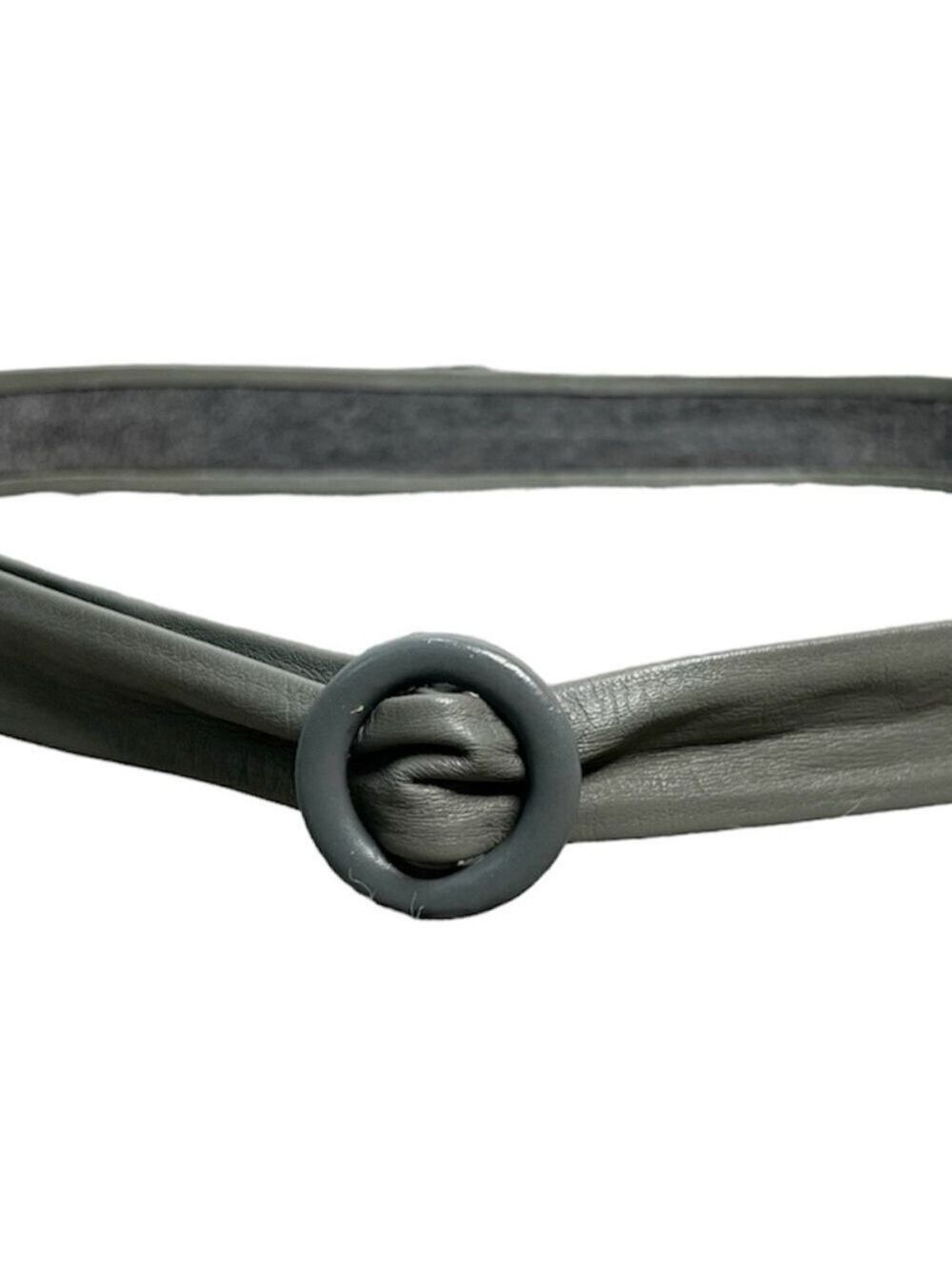 Vintage 80s 90s grey leather pull through belt